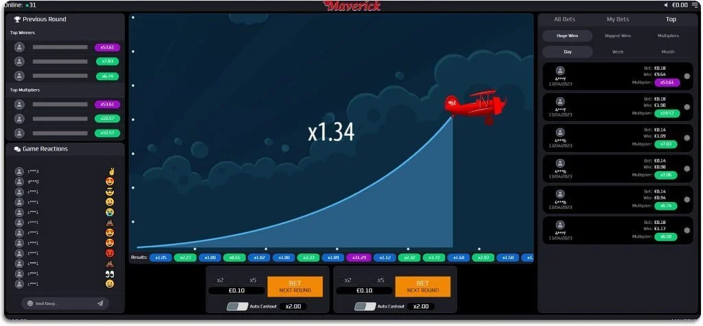 Maverick Crash Game Screenshot